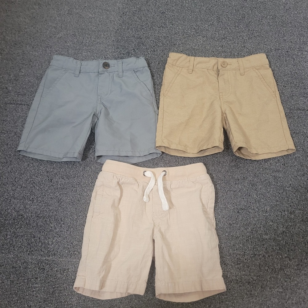 Cat & Jack Size 4T Lot of 3 Shorts Boys Khaki Navy Grey Tan Chino Pull On